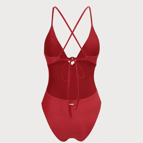 Berlook ECONYL® Red Cutout One Piece Swimwear - Picture 7 of 9